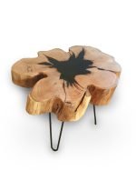 Black Resin Oak Slice Coffee Table