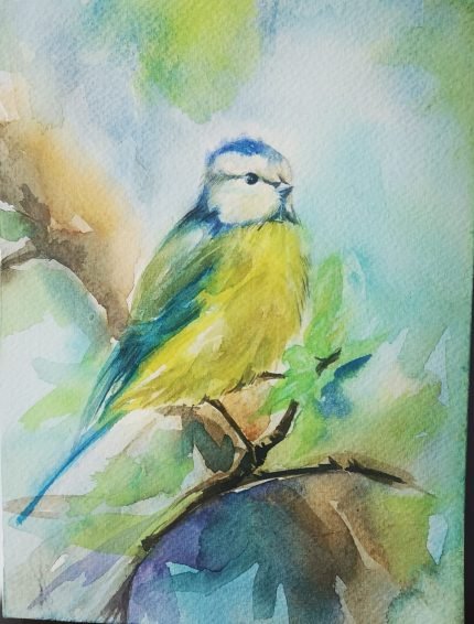 Watercolor Painting of Small Bird