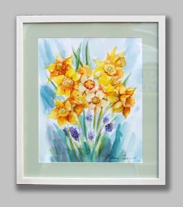 Watercolor Painting of Daffodils