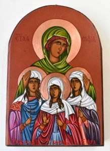 Християнска православна византийска икона на Майка София и нейните дъщери