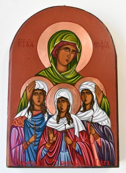Christlich-orthodoxe byzantinische Ikone der Mutter Sofia und ihrer Töchter