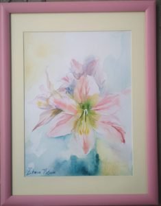 Акварелна живопис на единична розова лилия