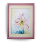 Watercolor Painting of Single Pink Lily