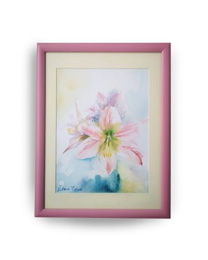 Акварелна живопис на единична розова лилия