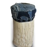 Tree Stump Stool with Padded Upcycled Denim Top Cover