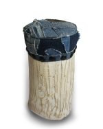Tree Stump Stool with Padded Upcycled Denim Top Cover
