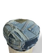 Tree Stump Stool with Padded Upcycled Denim Top Cover - Image 2