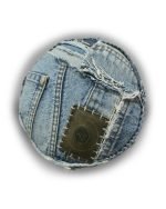 Tree Stump Stool with Padded Upcycled Denim Top Cover - Image 3