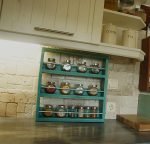 Vintage Deep Teal Wall Mounted 3 Tier Spice Rack - Image 4